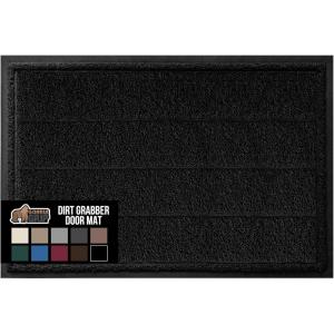 GORILLA GRIP Dirt Grabber Mesh Doormat, Low-Profile, Stain and Fade Resistant Heavy Duty Quick Dry Striped Doormats, Mats for Indoor or Outdoor Entry, Shoe Scraper, Garage Entrance Mat 47×35 Dark Gray(Black)