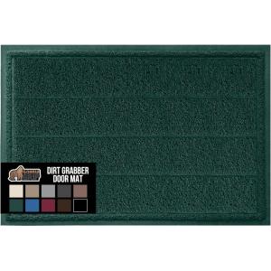 GORILLA GRIP Dirt Grabber Mesh Doormat, Low-Profile, Stain and Fade Resistant Heavy Duty Quick Dry Striped Doormats, Mats for Indoor or Outdoor Entry, Shoe Scraper, Garage Entrance Mat 47×35 Dark Gray(Hunter Green)