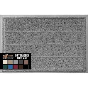 GORILLA GRIP Dirt Grabber Mesh Doormat, Low-Profile, Stain and Fade Resistant Heavy Duty Quick Dry Striped Doormats, Mats for Indoor or Outdoor Entry, Shoe Scraper, Garage Entrance Mat 47×35 Dark Gray(Grey)
