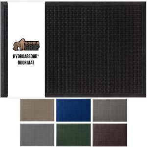 GORILLA GRIP Front Door Mat, Indoor Outdoor Ultra Absorbent HydroAbsorb Doormat, Absorbs Up to 1.7 Cups of Water, Stain and Fade Resistant, Rubber Backing Doormats, Captures Dirt, 29×17 Gray(Black)