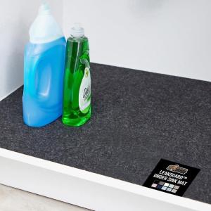 GORILLA GRIP LeakGuard Non-Adhesive Under Sink Mat for Kitchen Cabinet, Waterproof Quick Dry Shelf Liner, Durable Absorbent Felt Mats for Bathroom Sinks, Cabinets, Dresser, Easy to Trim 24×30 Charcoal(Charcoal)
