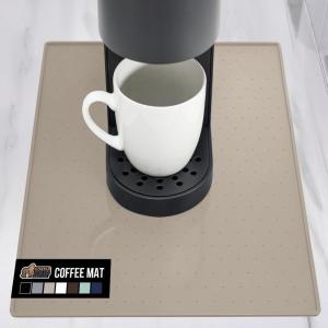 GORILLA GRIP Silicone Coffee Mat, Espresso Machine Bar Accessories, Keep Kitchen Counters Clean, Stays in Place, Waterproof and Heat Resistant Dish Drying Mats, Home Decor Essentials, 11.5×18.6, Black(Almond)