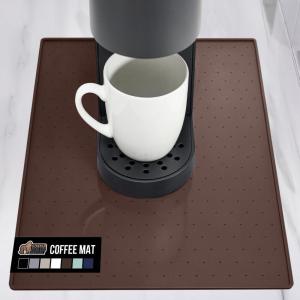 GORILLA GRIP Silicone Coffee Mat, Espresso Machine Bar Accessories, Keep Kitchen Counters Clean, Stays in Place, Waterproof and Heat Resistant Dish Drying Mats, Home Decor Essentials, 11.5×18.6, Black(Brown)