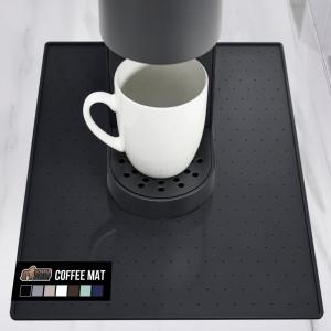 GORILLA GRIP Silicone Coffee Mat, Espresso Machine Bar Accessories, Keep Kitchen Counters Clean, Stays in Place, Waterproof and Heat Resistant Dish Drying Mats, Home Decor Essentials, 11.5×18.6, Black(Black)