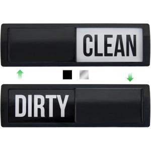 GORILLA GRIP Strong Dishwasher Magnet Clean Dirty Sign, Large Letters for Easy Read, Optional Adhesive Sticker for Non-Magnet Surfaces, Non-Scratch Sliding Dish Washer Magnets, Kitchen Decor, Black(Black)