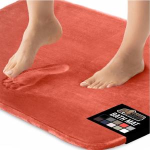 GORILLA GRIP Thick Memory Foam Toilet Rug for Bathroom, Square Shaped Washable, Soft Absorbent Velvet Topside Floor Mats, Machine Wash, Cushioned Luxury Rugs for Bath Room, 22.5×19.5, Graphite Gray(Coral)