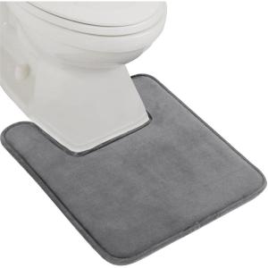 GORILLA GRIP Thick Memory Foam Toilet Rug for Bathroom, Square Shaped Washable, Soft Absorbent Velvet Topside Floor Mats, Machine Wash, Cushioned Luxury Rugs for Bath Room, 22.5×19.5, Graphite Gray(Graphite Gray)