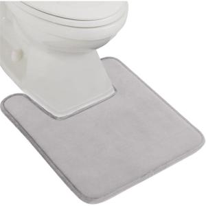 GORILLA GRIP Thick Memory Foam Toilet Rug for Bathroom, Square Shaped Washable, Soft Absorbent Velvet Topside Floor Mats, Machine Wash, Cushioned Luxury Rugs for Bath Room, 22.5×19.5, Graphite Gray(Light Gray)