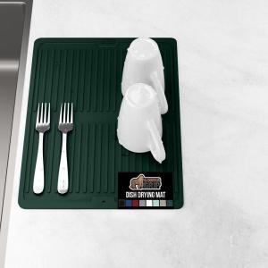 GORILLA GRIP Ultra Water Absorbent Microfiber Dish Drying Mat, 18×24, Quick Dry Thick Mesh, Slip Resistant Pad for Sink Dishes or Under Rack, Kitchen Counter Accessories, Machine Wash Mats, Gray(Hunter Green)