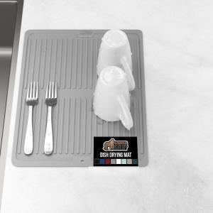 GORILLA GRIP Ultra Water Absorbent Microfiber Dish Drying Mat, 18×24, Quick Dry Thick Mesh, Slip Resistant Pad for Sink Dishes or Under Rack, Kitchen Counter Accessories, Machine Wash Mats, Gray(Gray)
