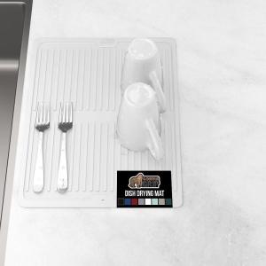 GORILLA GRIP Ultra Water Absorbent Microfiber Dish Drying Mat, 18×24, Quick Dry Thick Mesh, Slip Resistant Pad for Sink Dishes or Under Rack, Kitchen Counter Accessories, Machine Wash Mats, Gray(White)