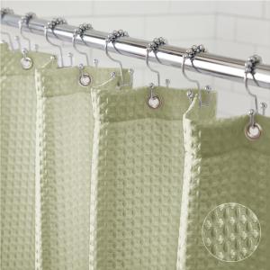 GORILLA GRIP Waffle Shower Curtain, Thick Weighted Fabric, Wrinkle and Rust Resistant, Classic Hotel Quality Design, Heavy Duty Long Curtains for Bathroom Showers, Bath Tubs, Machine Wash, 72×72 White(Sage)