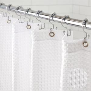 GORILLA GRIP Waffle Shower Curtain, Thick Weighted Fabric, Wrinkle and Rust Resistant, Classic Hotel Quality Design, Heavy Duty Long Curtains for Bathroom Showers, Bath Tubs, Machine Wash, 72×72 White(White)