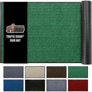 GORILLA GRIP Waterproof Traffic Guard Door Mat, 72×48, Heavy Duty Entryway Mats, Strong Rubber Back Commercial Utility Rugs for Office Hallway, Garage Floor and Home, Low Profile Carpet, Charcoal Gray(Green)
