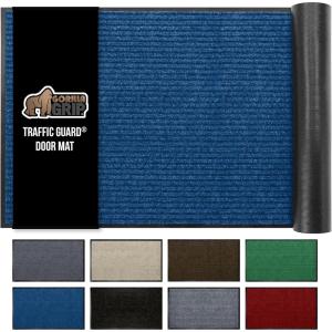 GORILLA GRIP Waterproof Traffic Guard Door Mat, 72×48, Heavy Duty Entryway Mats, Strong Rubber Back Commercial Utility Rugs for Office Hallway, Garage Floor and Home, Low Profile Carpet, Charcoal Gray(Blue)