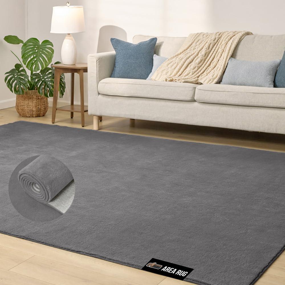 imageGORILLA GRIP Slip Resistant Soft Washable Stain Resistant Area Rug Plush Thick Carpet for Nursery Bedroom Living Room NonShedding Floor Rugs Kid and Pet Friendly Baby Home Decor 4x6 GrayDark Grey