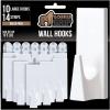 GORILLA GRIP Heavy Duty Reusable Wall Hooks for Hanging, Strong Easy Install Stick on Removable Adhesive Hook, No Nail Damage, Multisurface Use for Christmas Decorations, 5 Pack and 7 Strips, Plastic(White)