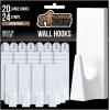 GORILLA GRIP Heavy Duty Reusable Wall Hooks for Hanging, Strong Easy Install Stick on Removable Adhesive Hook, No Nail Damage, Multisurface Use for Christmas Decorations, 5 Pack and 7 Strips, Plastic(White)