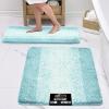 GORILLA GRIP Soft Plush Bathroom Rugs with Textured Rubber Backing, Absorbent Quick Dry Bath Mat, Machine Washable Shower Mats, Home Décor Accessories, Bathmat Rug Floor Essentials, 30 x 18 Grey(Light Blue Ombre)