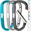 GORILLA GRIP 3 Inch Heavy Duty Aluminum Carabiner Clip, Clips Holds 170lbs, Rust, Scratch-Resistant Mini Keychain Carabiners for Keys, Small Ring Hooks Bag Backpack Purse(Black/Silver/Turquoise)