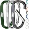 GORILLA GRIP 3 Inch Heavy Duty Aluminum Carabiner Clip, Clips Holds 170lbs, Rust, Scratch-Resistant Mini Keychain Carabiners for Keys, Small Ring Hooks Bag Backpack Purse(Black/Silver/Hunter Green)