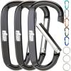 GORILLA GRIP 3 Inch Heavy Duty Aluminum Carabiner Clip, Clips Holds 170lbs, Rust, Scratch-Resistant Mini Keychain Carabiners for Keys, Small Ring Hooks Bag Backpack Purse(Black)