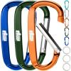 GORILLA GRIP 3 Inch Heavy Duty Aluminum Carabiner Clip, Clips Holds 170lbs, Rust, Scratch-Resistant Mini Keychain Carabiners for Keys, Small Ring Hooks Bag Backpack Purse(Orange/Blue/Hunter Green)