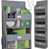 GORILLA GRIP Large Capacity Closet Organizer, 5 Deep Shelves, Holds 50lbs, Over the Door Organizers 6 Mesh Pockets, Shelf Storage for Clothes Crafts Dorm Essentials, 3 Metal Hooks, 58×15 Inches, Gray(Grey)