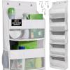 GORILLA GRIP Large Capacity Closet Organizer, 5 Deep Shelves, Holds 50lbs, Over the Door Organizers 6 Mesh Pockets, Shelf Storage for Clothes Crafts Dorm Essentials, 3 Metal Hooks, 58×15 Inches, Gray(White)