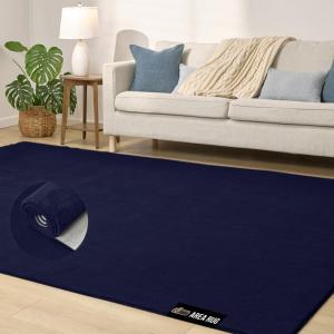 GORILLA GRIP Slip Resistant Soft Washable Stain Resistant Area Rug, Plush Thick Carpet for Nursery, Bedroom, Living Room, Non-Shedding Floor Rugs, Kid and Pet Friendly, Baby Home Decor, 4×6, Gray(Navy Blue)