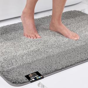 GORILLA GRIP Soft Plush Bathroom Rugs with Textured Rubber Backing, Absorbent Quick Dry Bath Mat, Machine Washable Shower Mats, Home Décor Accessories, Bathmat Rug Floor Essentials, 30 x 18 Grey(Gray Ombre)