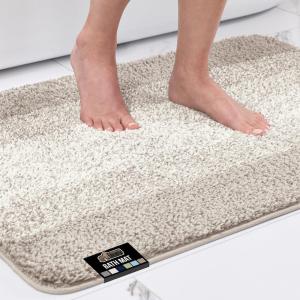 GORILLA GRIP Soft Plush Bathroom Rugs with Textured Rubber Backing, Absorbent Quick Dry Bath Mat, Machine Washable Shower Mats, Home Décor Accessories, Bathmat Rug Floor Essentials, 30 x 18 Grey(Beige Ombre)