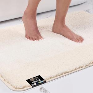 GORILLA GRIP Soft Plush Bathroom Rugs with Textured Rubber Backing, Absorbent Quick Dry Bath Mat, Machine Washable Shower Mats, Home Décor Accessories, Bathmat Rug Floor Essentials, 30 x 18 Grey(Ivory Ombre)