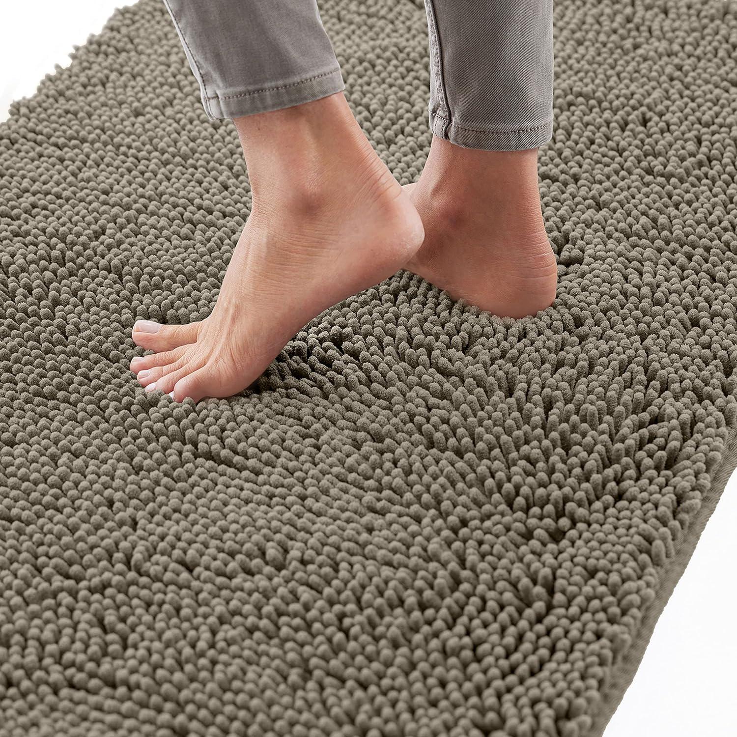 imageGORILLA GRIP Bath Rug Mat 36x24 Thick Absorbent Chenille Quick Dry Microfiber Mats Rubber Backing Washable Shower Floor Rugs Bathmat Runner US Designed Bathroom Home Decor Accessories Gray BeigeLatte