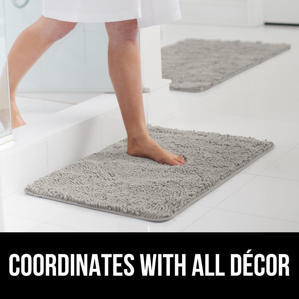 imageGORILLA GRIP Bath Rug Mat 36x24 Thick Absorbent Chenille Quick Dry Microfiber Mats Rubber Backing Washable Shower Floor Rugs Bathmat Runner US Designed Bathroom Home Decor Accessories Gray BeigeLight Gray