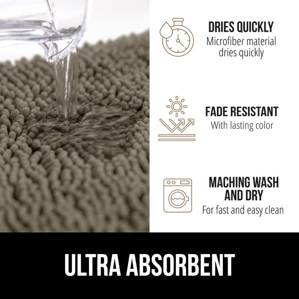 imageGORILLA GRIP Bath Rug Mat 36x24 Thick Absorbent Chenille Quick Dry Microfiber Mats Rubber Backing Washable Shower Floor Rugs Bathmat Runner US Designed Bathroom Home Decor Accessories Gray BeigeLatte