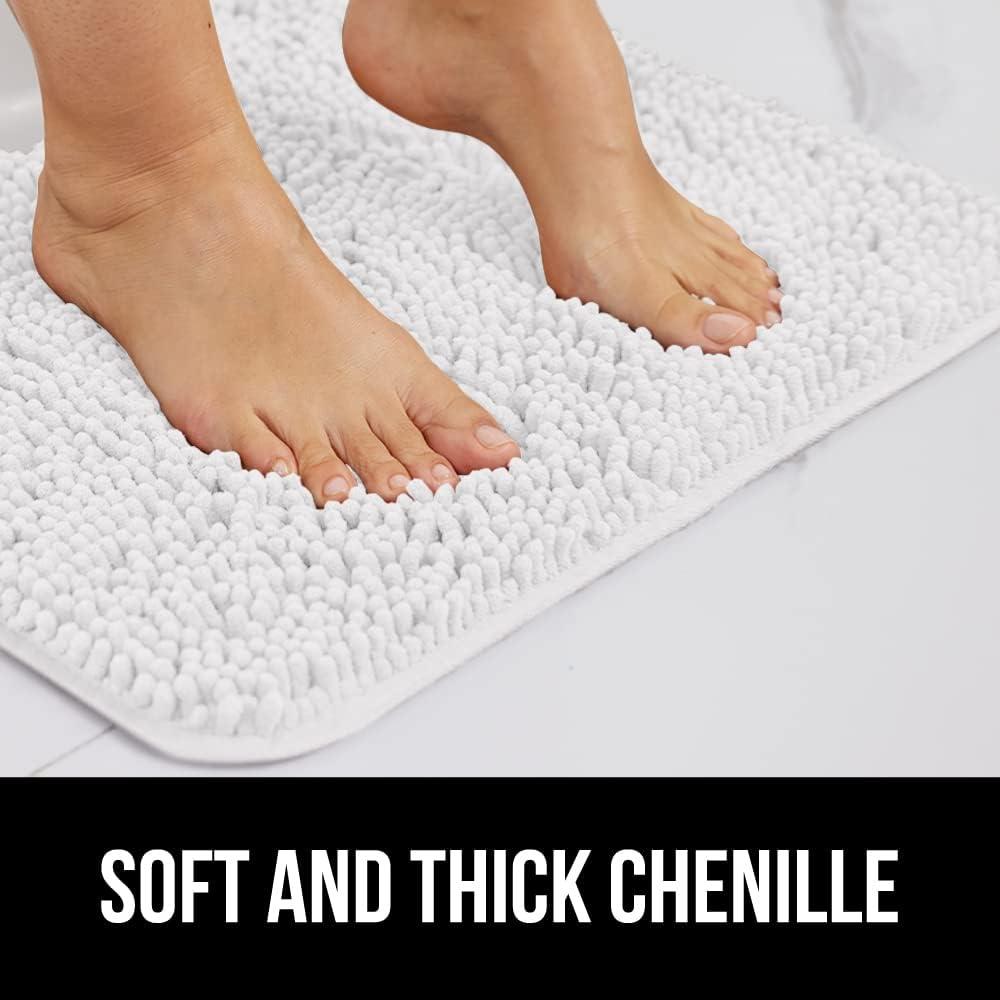 imageGORILLA GRIP Bath Rug Mat 36x24 Thick Absorbent Chenille Quick Dry Microfiber Mats Rubber Backing Washable Shower Floor Rugs Bathmat Runner US Designed Bathroom Home Decor Accessories Gray BeigeWhite