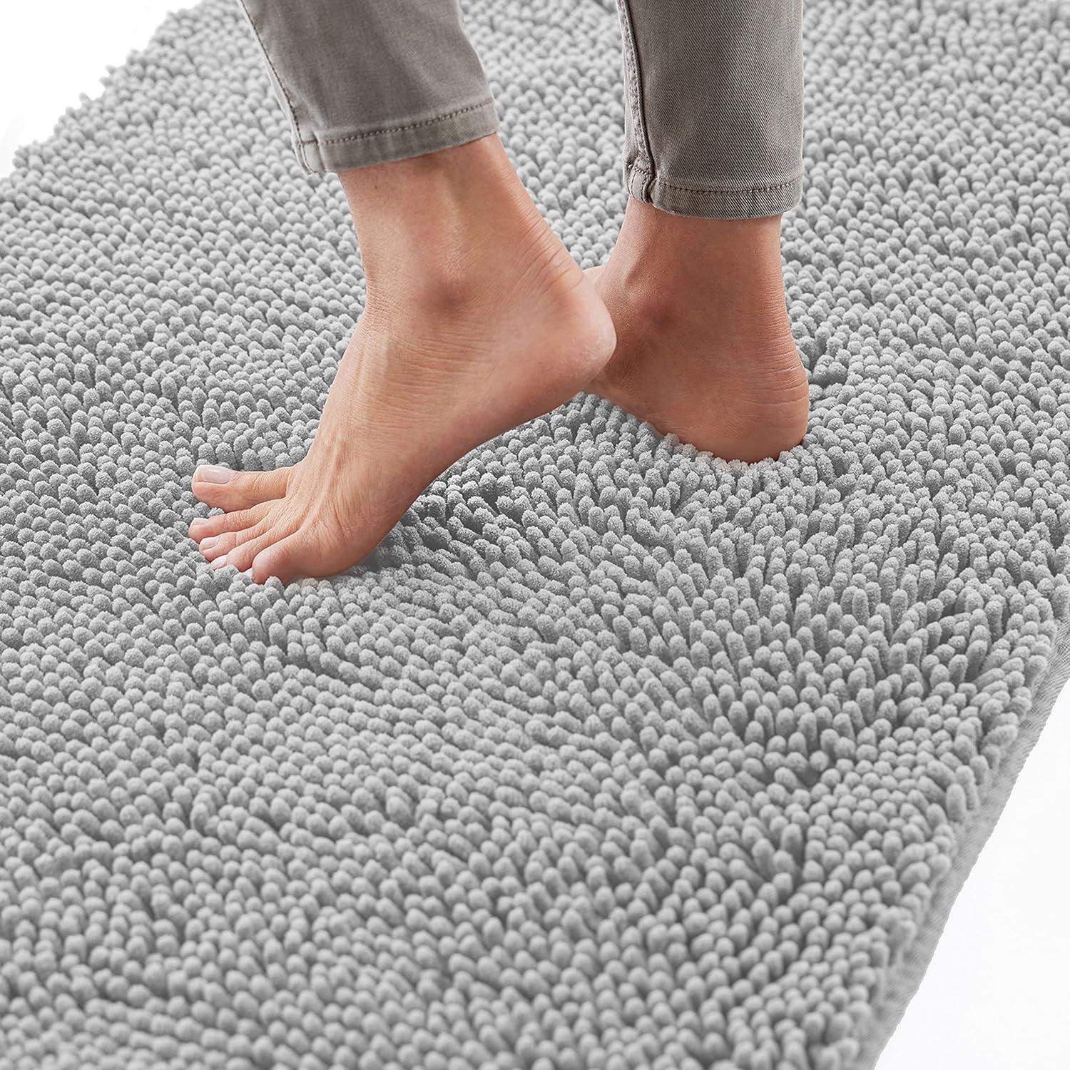 imageGORILLA GRIP Bath Rug Mat 36x24 Thick Absorbent Chenille Quick Dry Microfiber Mats Rubber Backing Washable Shower Floor Rugs Bathmat Runner US Designed Bathroom Home Decor Accessories Gray BeigeLight Gray