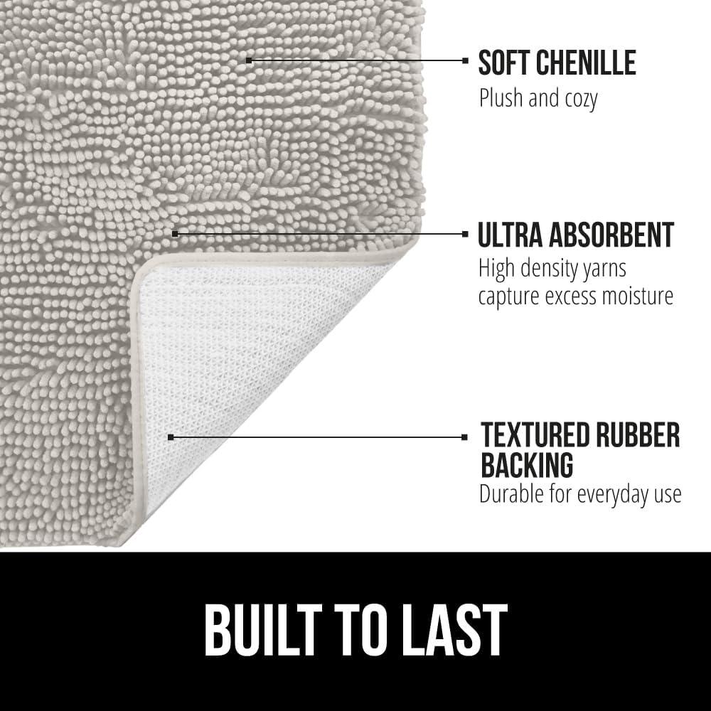 imageGORILLA GRIP Bath Rug Mat 36x24 Thick Absorbent Chenille Quick Dry Microfiber Mats Rubber Backing Washable Shower Floor Rugs Bathmat Runner US Designed Bathroom Home Decor Accessories Gray BeigeLight Gray