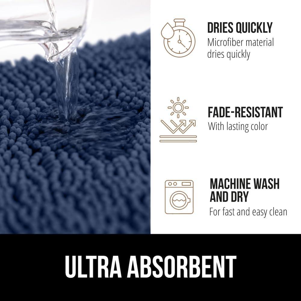 imageGORILLA GRIP Bath Rug Mat 36x24 Thick Absorbent Chenille Quick Dry Microfiber Mats Rubber Backing Washable Shower Floor Rugs Bathmat Runner US Designed Bathroom Home Decor Accessories Gray BeigeNavy