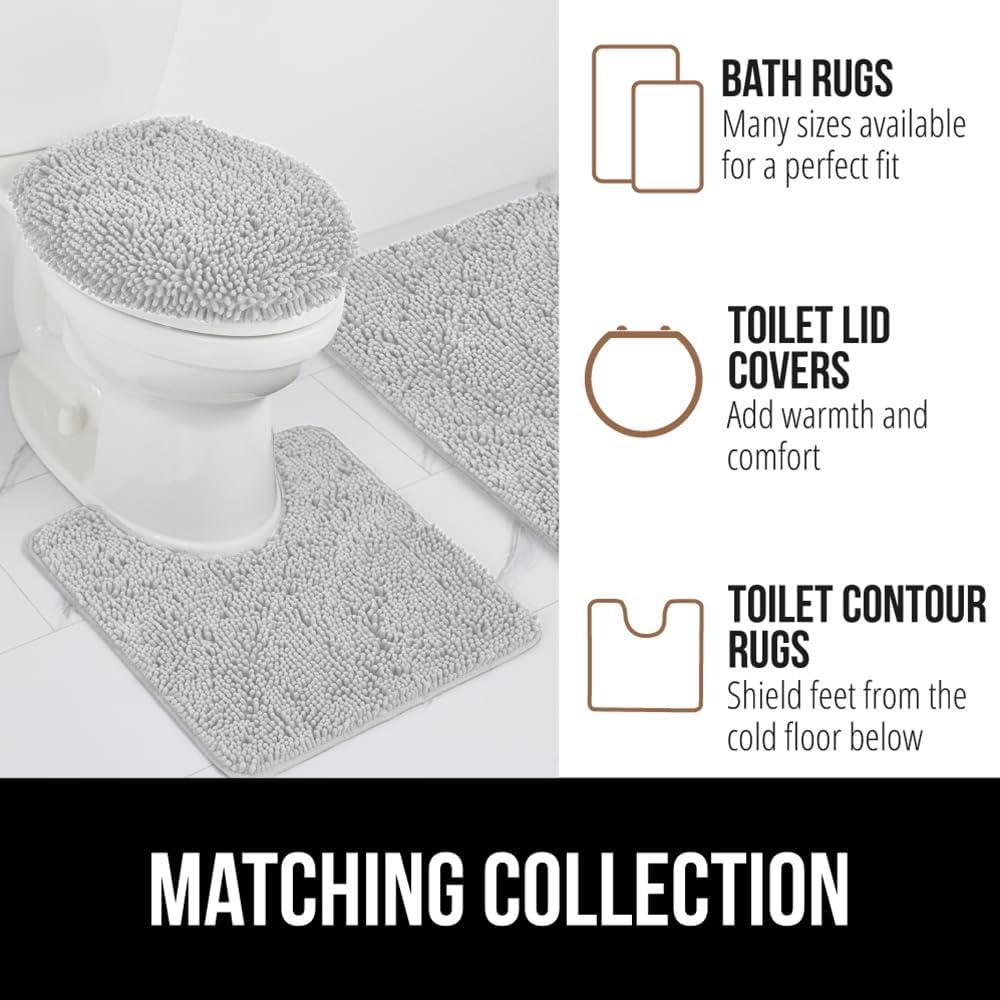 imageGORILLA GRIP Bath Rug Mat 36x24 Thick Absorbent Chenille Quick Dry Microfiber Mats Rubber Backing Washable Shower Floor Rugs Bathmat Runner US Designed Bathroom Home Decor Accessories Gray BeigeLight Gray