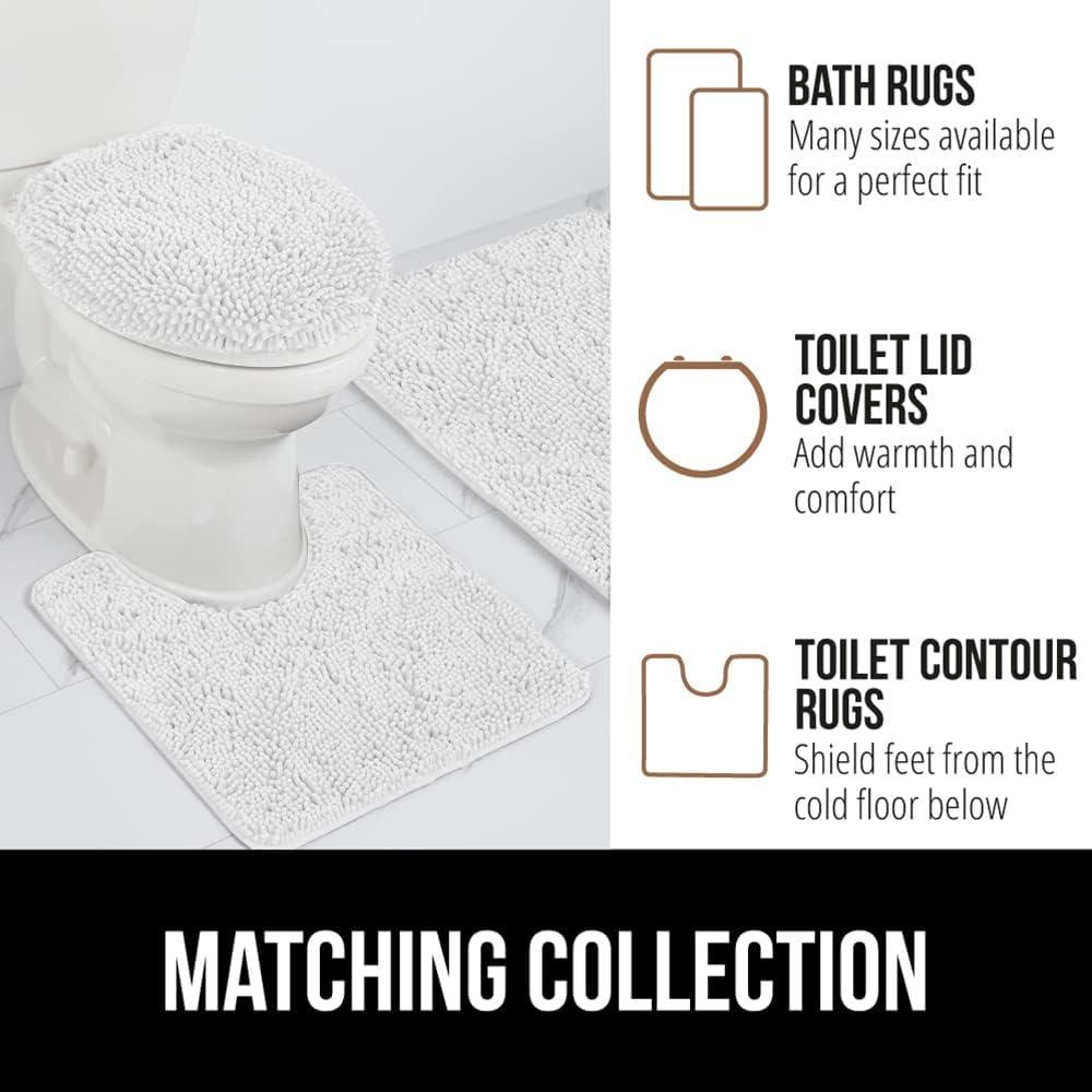 imageGORILLA GRIP Bath Rug Mat 36x24 Thick Absorbent Chenille Quick Dry Microfiber Mats Rubber Backing Washable Shower Floor Rugs Bathmat Runner US Designed Bathroom Home Decor Accessories Gray BeigeWhite