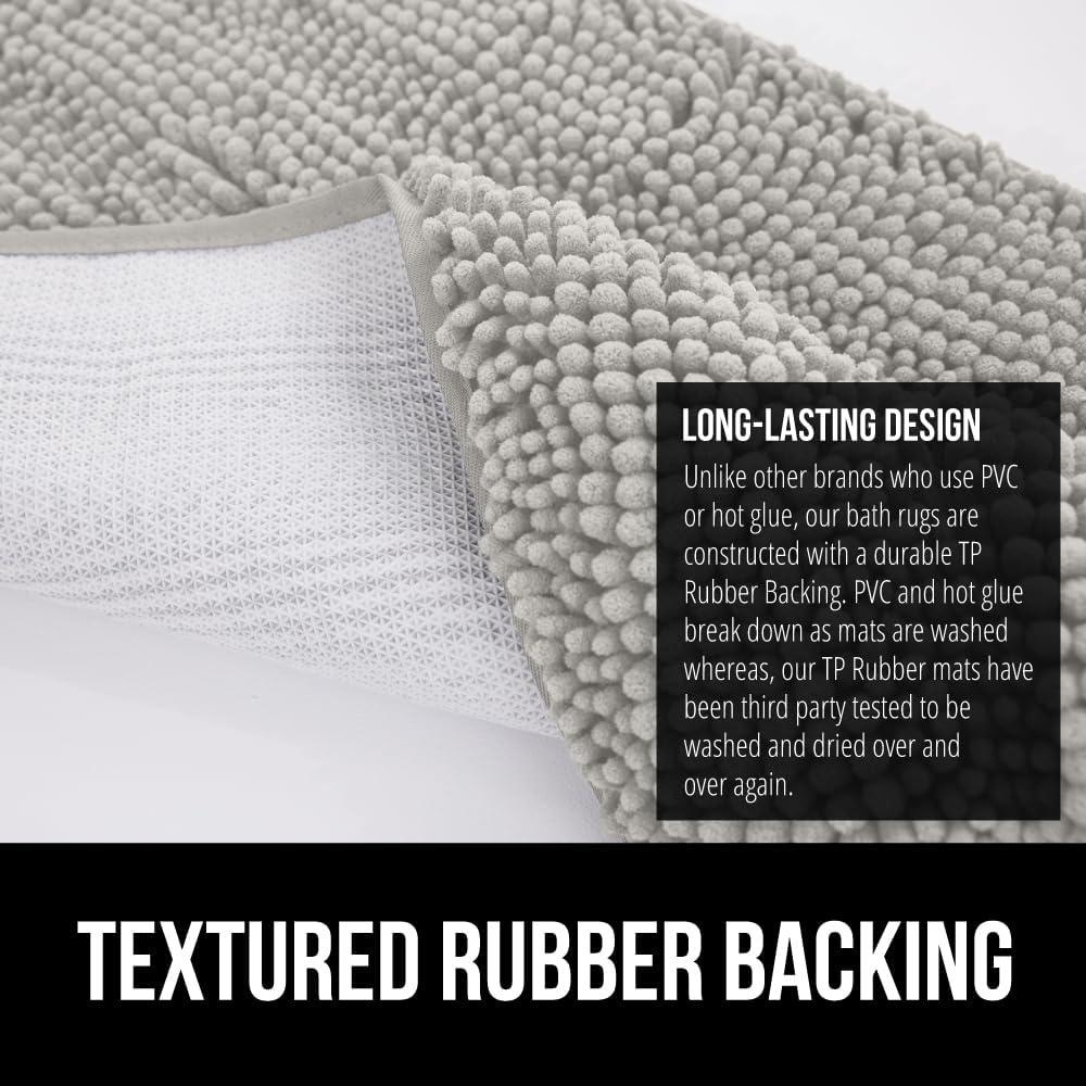 imageGORILLA GRIP Bath Rug Mat 36x24 Thick Absorbent Chenille Quick Dry Microfiber Mats Rubber Backing Washable Shower Floor Rugs Bathmat Runner US Designed Bathroom Home Decor Accessories Gray BeigeLight Gray