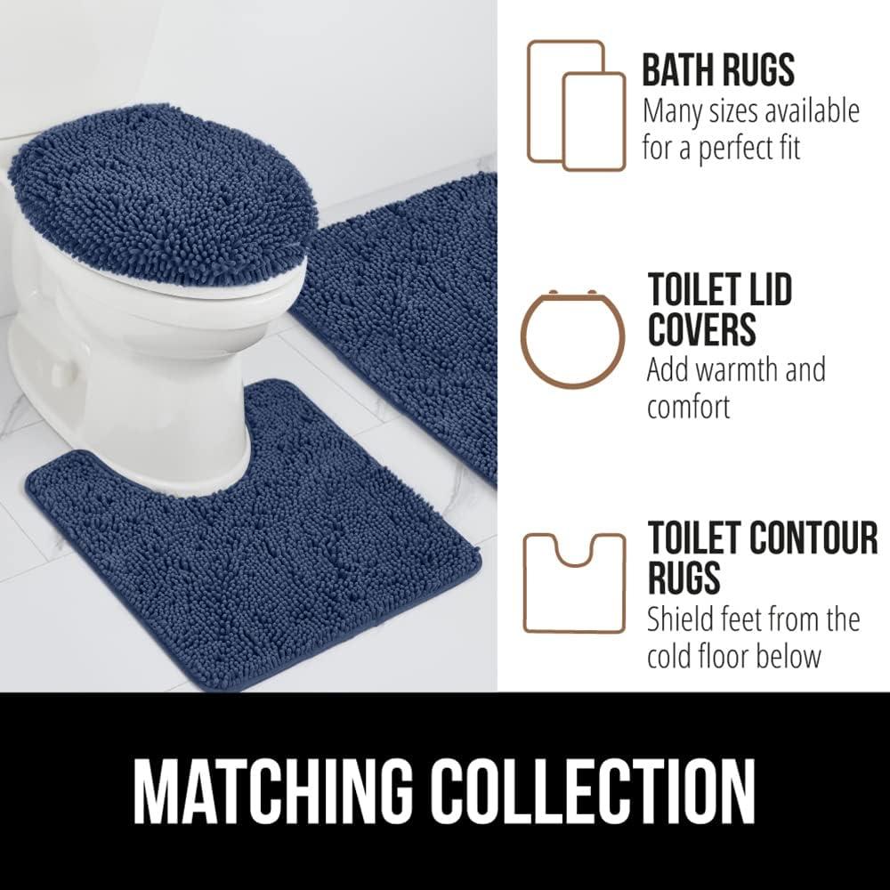 imageGORILLA GRIP Bath Rug Mat 36x24 Thick Absorbent Chenille Quick Dry Microfiber Mats Rubber Backing Washable Shower Floor Rugs Bathmat Runner US Designed Bathroom Home Decor Accessories Gray BeigeNavy