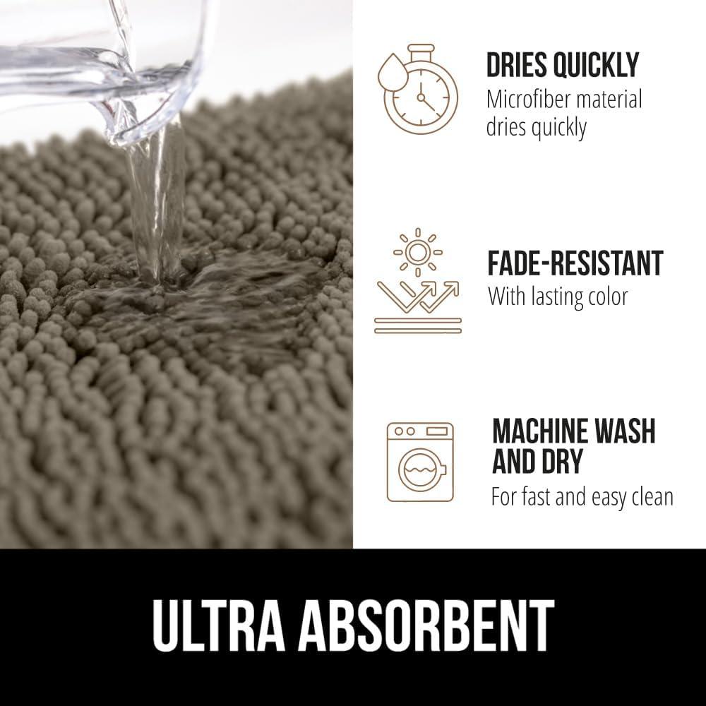 imageGORILLA GRIP Bath Rug Mat 36x24 Thick Absorbent Chenille Quick Dry Microfiber Mats Rubber Backing Washable Shower Floor Rugs Bathmat Runner US Designed Bathroom Home Decor Accessories Gray BeigeLatte