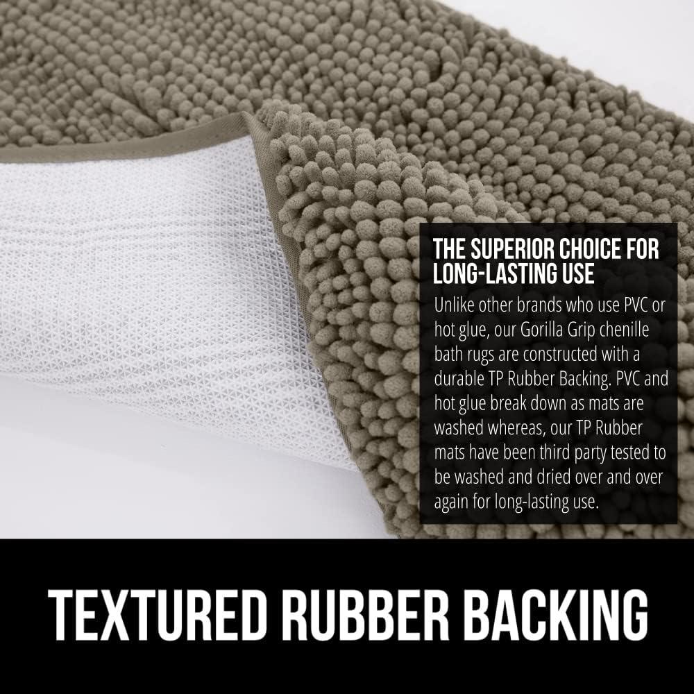 imageGORILLA GRIP Bath Rug Mat 36x24 Thick Absorbent Chenille Quick Dry Microfiber Mats Rubber Backing Washable Shower Floor Rugs Bathmat Runner US Designed Bathroom Home Decor Accessories Gray BeigeLatte