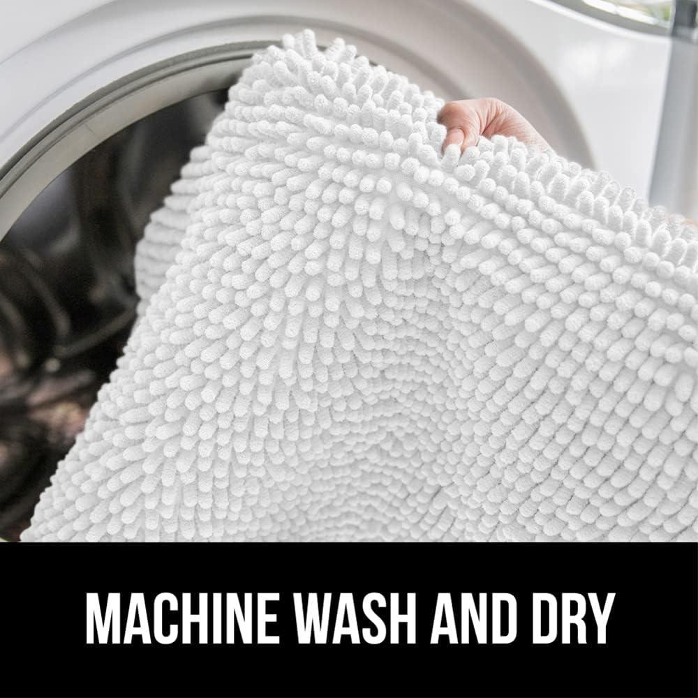 imageGORILLA GRIP Bath Rug Mat 36x24 Thick Absorbent Chenille Quick Dry Microfiber Mats Rubber Backing Washable Shower Floor Rugs Bathmat Runner US Designed Bathroom Home Decor Accessories Gray BeigeWhite