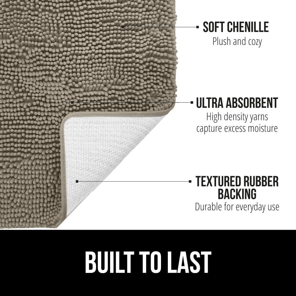 imageGORILLA GRIP Bath Rug Mat 36x24 Thick Absorbent Chenille Quick Dry Microfiber Mats Rubber Backing Washable Shower Floor Rugs Bathmat Runner US Designed Bathroom Home Decor Accessories Gray BeigeLatte