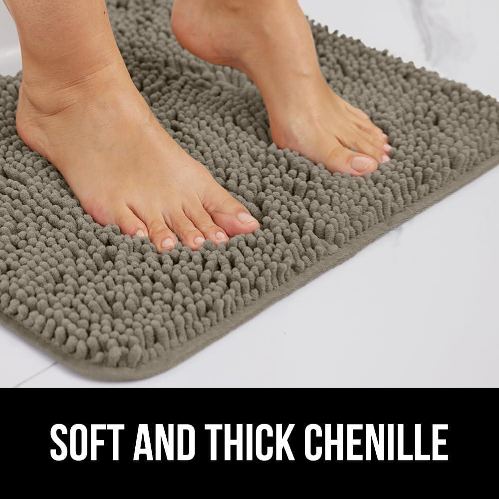 imageGORILLA GRIP Bath Rug Mat 36x24 Thick Absorbent Chenille Quick Dry Microfiber Mats Rubber Backing Washable Shower Floor Rugs Bathmat Runner US Designed Bathroom Home Decor Accessories Gray BeigeLatte