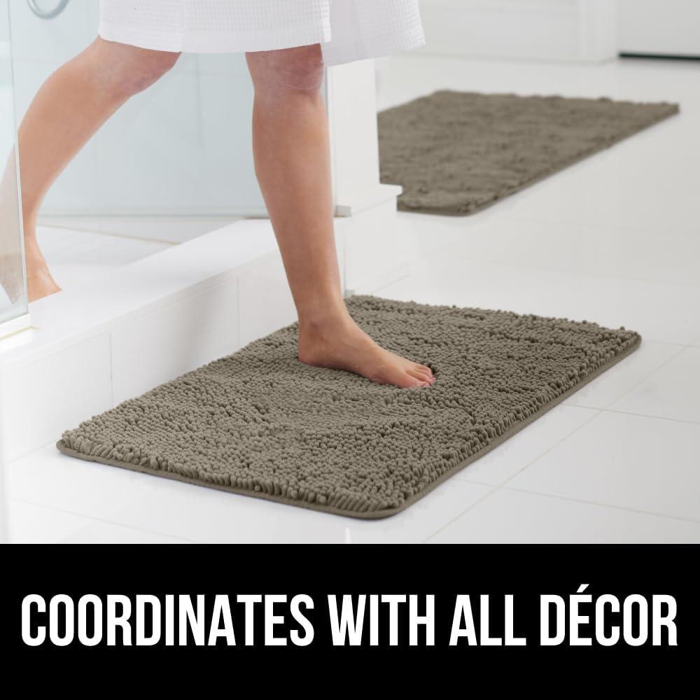 imageGORILLA GRIP Bath Rug Mat 36x24 Thick Absorbent Chenille Quick Dry Microfiber Mats Rubber Backing Washable Shower Floor Rugs Bathmat Runner US Designed Bathroom Home Decor Accessories Gray BeigeLatte